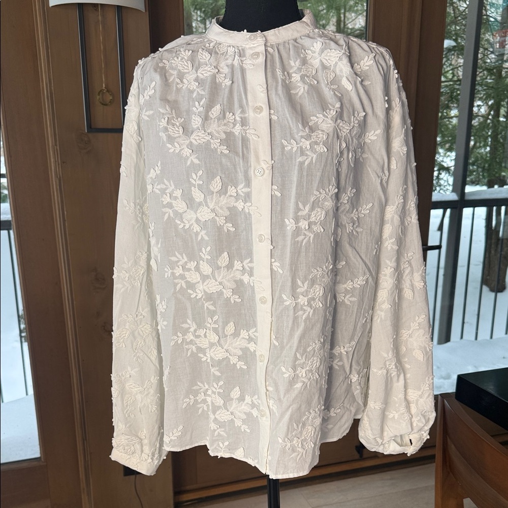 & Other Stories White Cotton Floral Blouse
